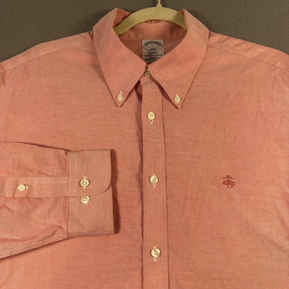 Brooks Brothers 1818 Regent Non-Iron Supima Cotton Shirt Pink Mens Large